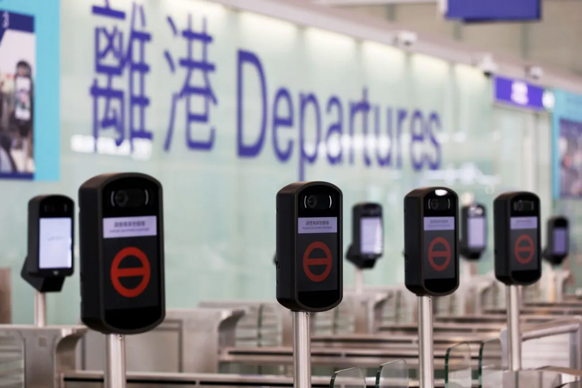 Closed counters are seen at the Hong Kong International Airport, following the COVID-19 outbreak, in Hong Kong on Feb. 2, 2021. (Tyrone Siu/Reuters)