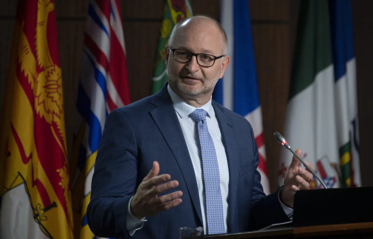Justice Minister David Lametti responds to a  question during a news conference in Ottawa on May 7, 2021. (THE CANADIAN PRESS/Adrian Wyld)