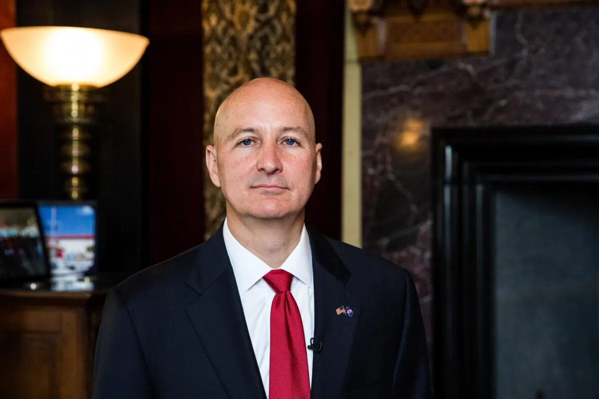 Nebraska Gov. Pete Ricketts in his office in the state's capitol in Lincoln, Neb., on June 24, 2021. (Petr Svab/The Epoch Times)