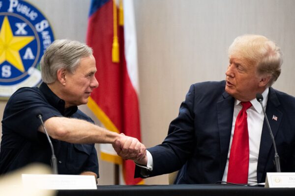 Trump and Abbott shake hands