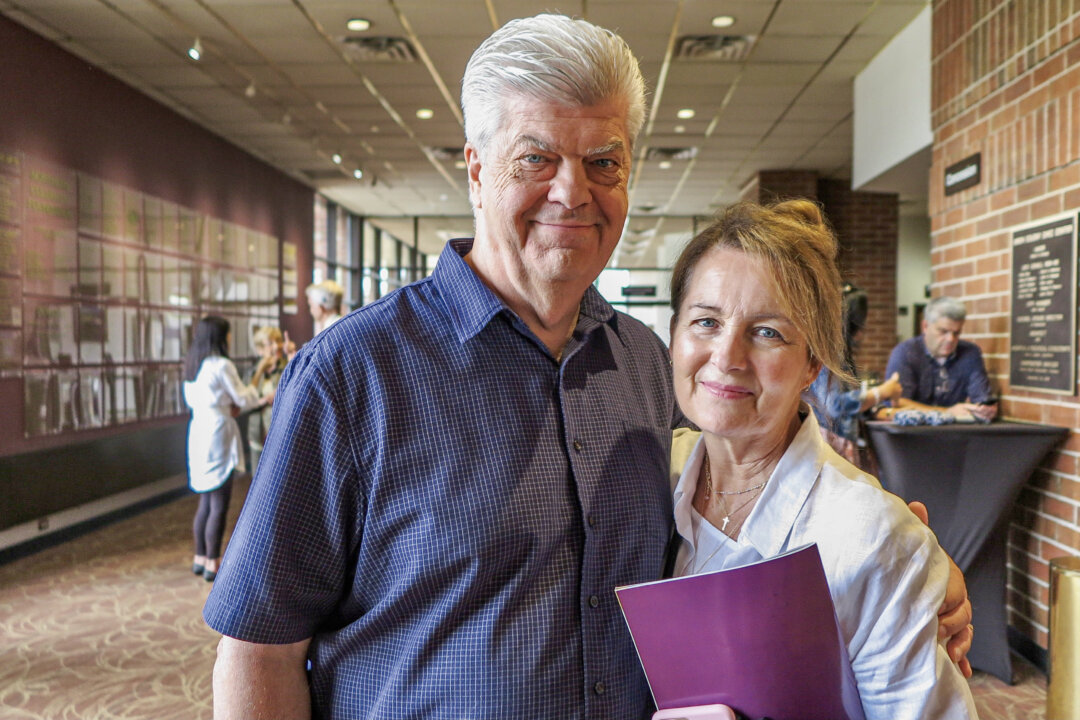 Emily Sonmore and her husband at the July 31 matinee performance by Shen Yun Performing Arts, in Greeley, Colo. (Sunny Chen/The Epoch Times)