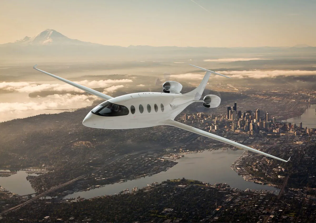 A rendering of the nine-passenger, two-crew Alice electric plane in development by Eviation in Arlington. The plane will be battery powered, with electric motors made by sister company MagniX of Everett. (Eviation/TNS)