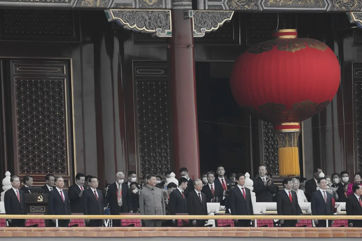 Chinese leader Xi Jinping (C) attends the celebration marking the 100th anniversary of the Chinese Communist Party at Tiananmen Square in Beijing, China, on July 1, 2021. (Lintao Zhang/Getty Images)