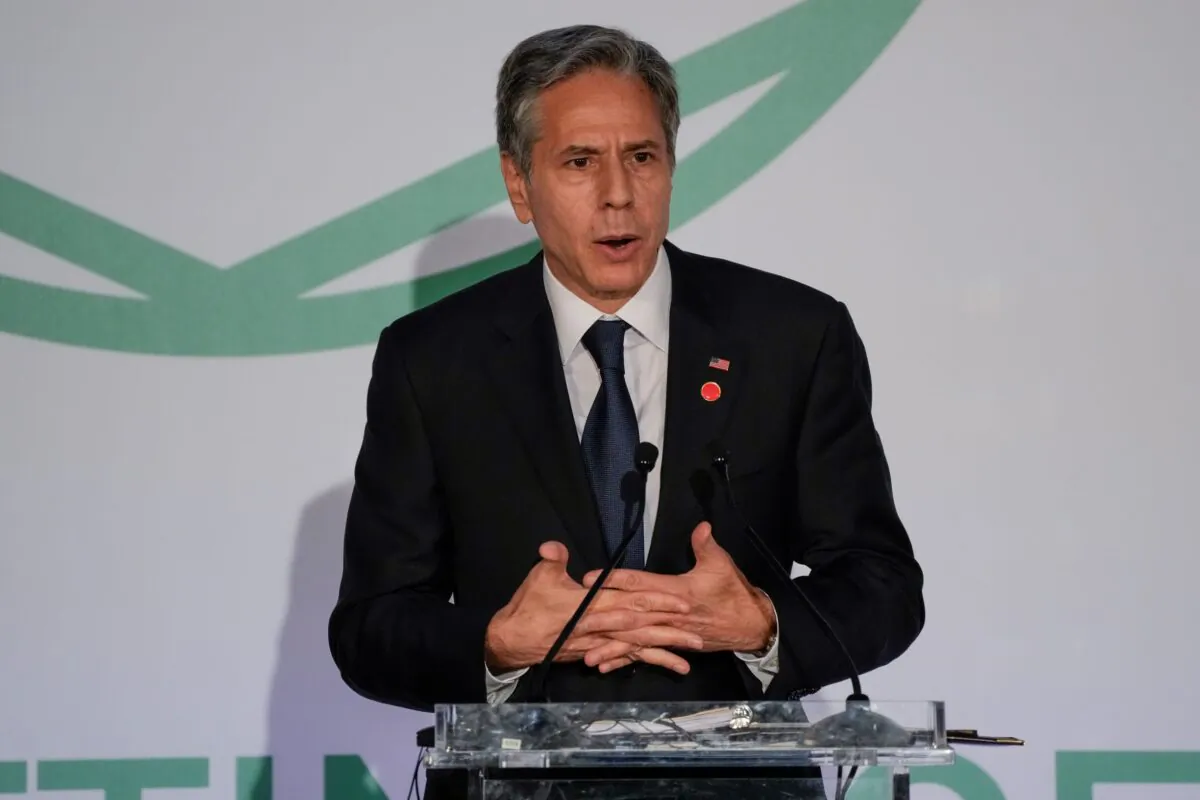 U.S. Secretary of State Antony Blinken addresses the media during a joint news conference with Italian Foreign Minister Luigi Di Maio, in Rome on Monday June 28, 2021. (Gregorio Borgia/AP Photo)