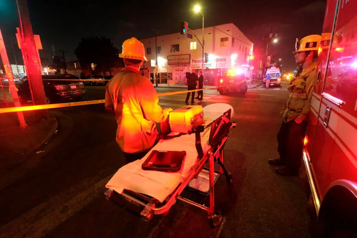 Local businesses are seen damaged after illegal fireworks seized at a South Los Angeles home exploded, in South Los Angeles, Calif., on June 30, 2021. (Ringo H.W. Chiu/AP Photo)