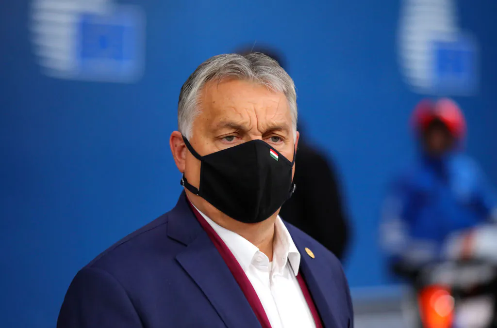 Hungary's PM Viktor Orban arrives on the second day of a European Union (EU) summit at The European Council Building in Brussels, Belgium, on Oct. 2, 2020. (Oliver Matthys/Pool/AFP via Getty Images)