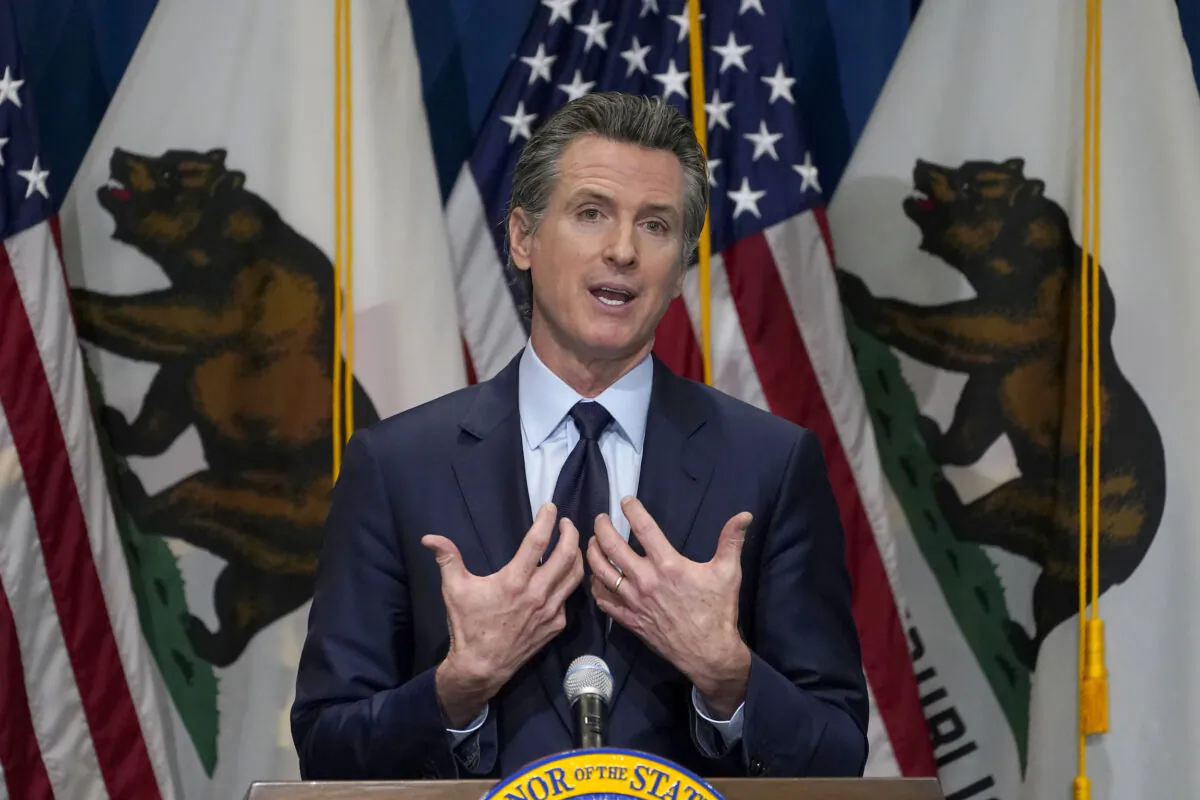 California Gov. Gavin Newsom gestures during a news conference in Sacramento, Calif., on Jan. 8, 2021. (Rich Pedroncelli/Pool/AP Photo)