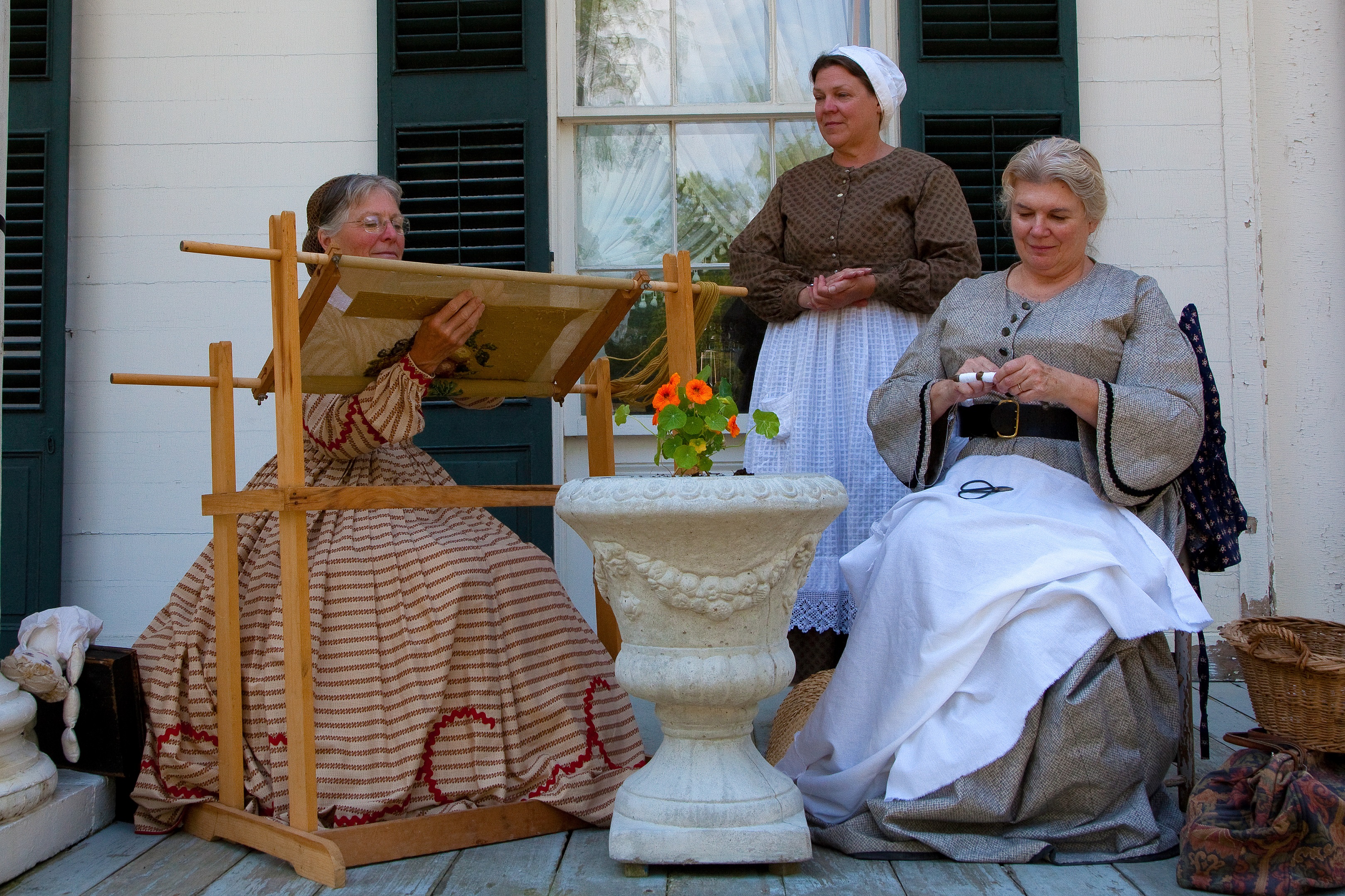 women on porch