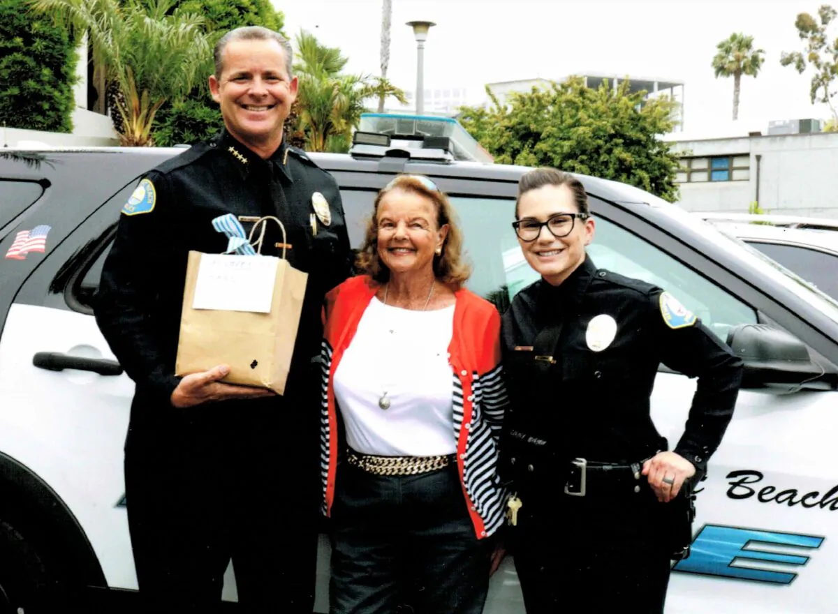 Newport Beach Police Chief Jon Lewis, Dotty McDonald and Newport Beach Police Association president Sabrina Fabbri. (Courtesy of Larry Parker)