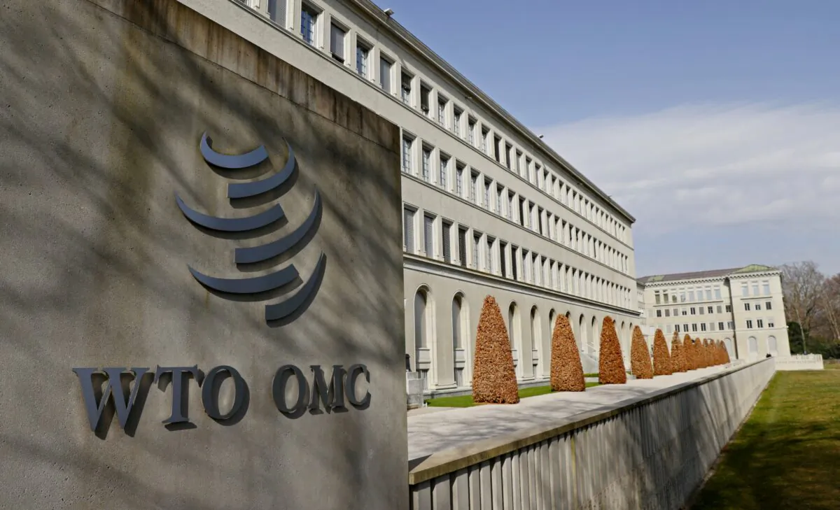 The World Trade Organization headquarters (WTO) in Geneva, Switzerland, on March 4, 2021. (Denis Balibouse/Reuters)