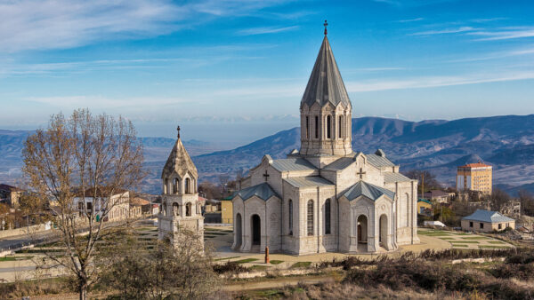 Ghazanchetsots Cathedral, a cathedral in the city of Shushi in Nagorno Karabakh. (Martin Trabalik/Shutterstock)i