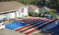 US Army Veteran Spray Paints Huge American Flag on Front Lawn for Fourth of July