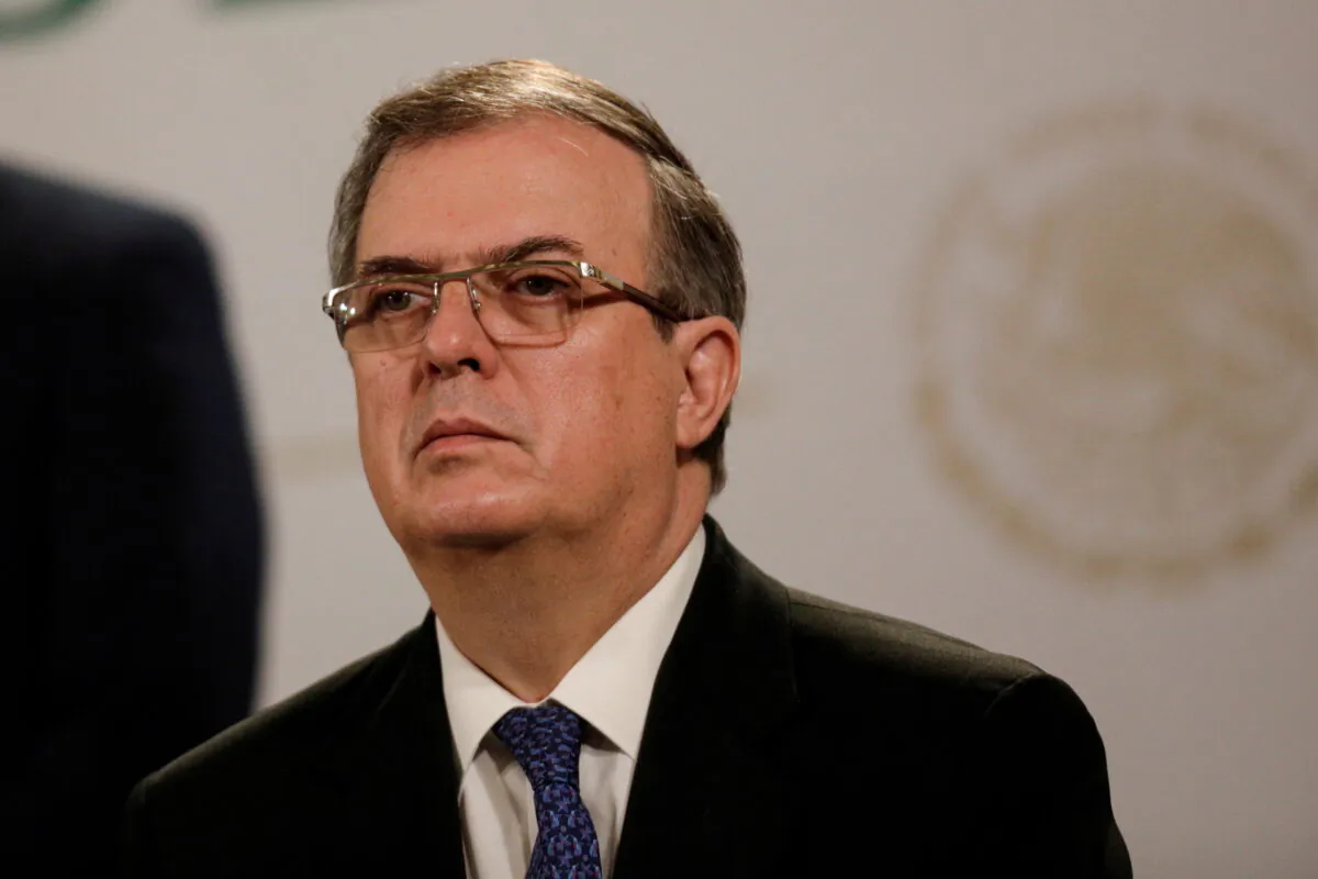 Mexican Foreign Minister Marcelo Ebrard during a news conference at the National Palace in Mexico City, Mexico, on June 15, 2021. (Luis Cortes/File Photo/Reuters)