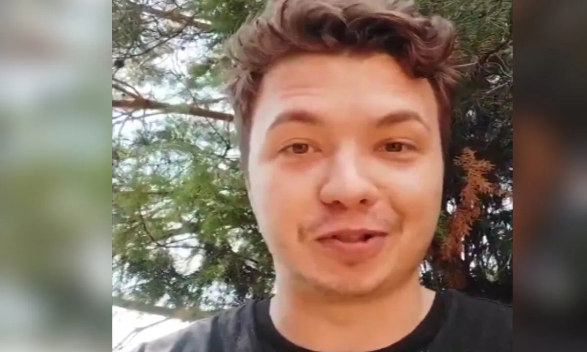 Belarusian journalist Roman Protasevich, who was arrested in Belarus on May 23, 2021 after a forced landing of a Ryanair Flight, is seen in an unknown location in Belarus in this still image taken from a video published on his Twitter account on July 7, 2021. (Social Media Website/Twitter @ Protas_By/Handout via Reuters) 