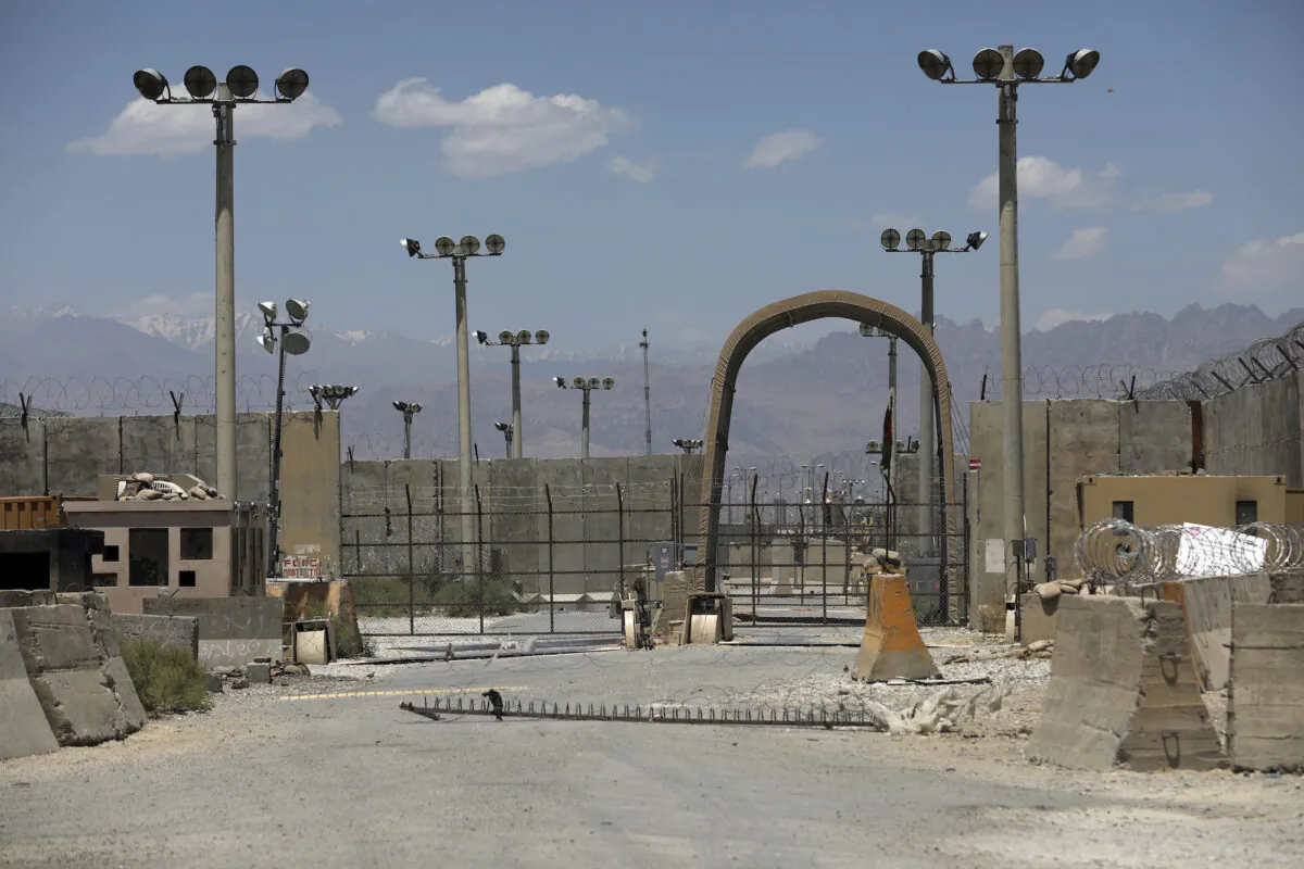 A gate is seen at the Bagram Air Base in Afghanistan on June 25, 2021. (Rahmat Gul/AP Photo)