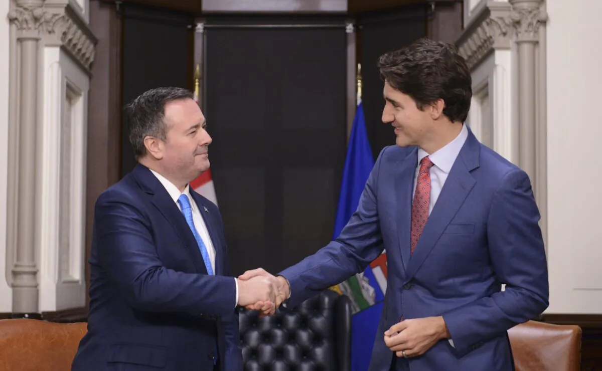 Prime Minister Justin Trudeau meets with Alberta Premier Jason Kenney on Parliament Hill in Ottawa on Dec. 10, 2019. (The Canadian Press/Sean Kilpatrick)