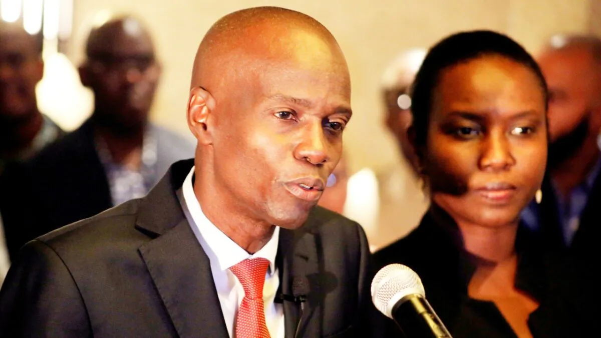 Jovenel Moise addresses the media next to his wife Martine after winning the 2016 presidential election, in Port-au-Prince, Haiti, on Nov. 28, 2016. (Jeanty Junior Augustin/Reuters)