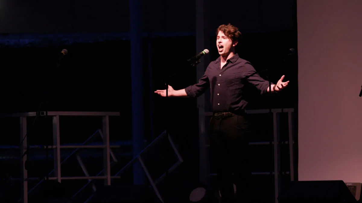 Drew Mitchellin as he appears in Porchlight Music Theatre’s production of ‘New Faces Sing Broadway 1979.’ (Austin Packard)