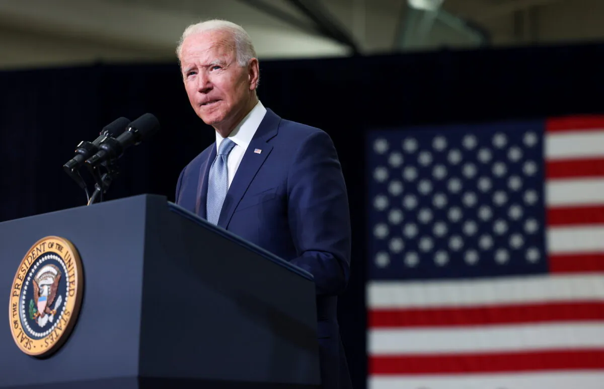 President Joe Biden delivers remarks on his proposed "American Families Plan" legislation in the Chicago suburb of Crystal Lake, Ill., on July 7, 2021. (Evelyn Hockstein/Reuters)