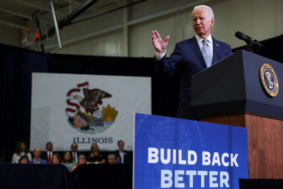 President Joe Biden delivers remarks on his proposed "American Families Plan" legislation in the Chicago suburb of Crystal Lake, Ill., on July 7, 2021. (Evelyn Hockstein/Reuters)
