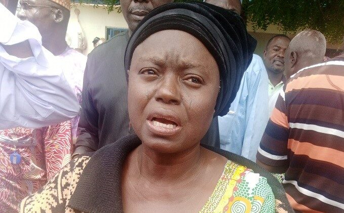 Mrs. Florence Tugga, principal of Bethel Baptist High School in Kaduna State, Nigeria, at the high school after 121 students were kidnapped, on July 5, 2021. (Luka Binniyat/  Pezou)