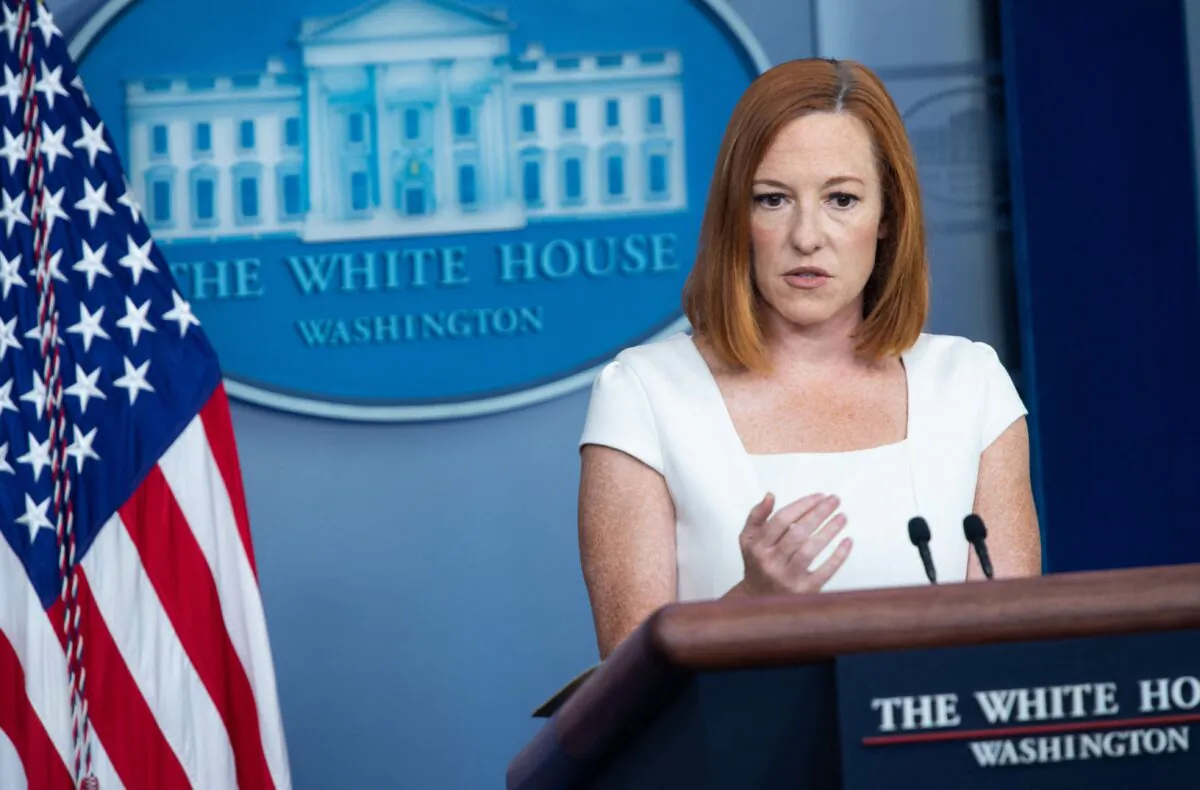 White House press secretary Jen Psaki holds a press briefing in the Brady Press Briefing Room of the White House in Washington on July 8, 2021. (Saul Loeb/AFP via Getty Images)