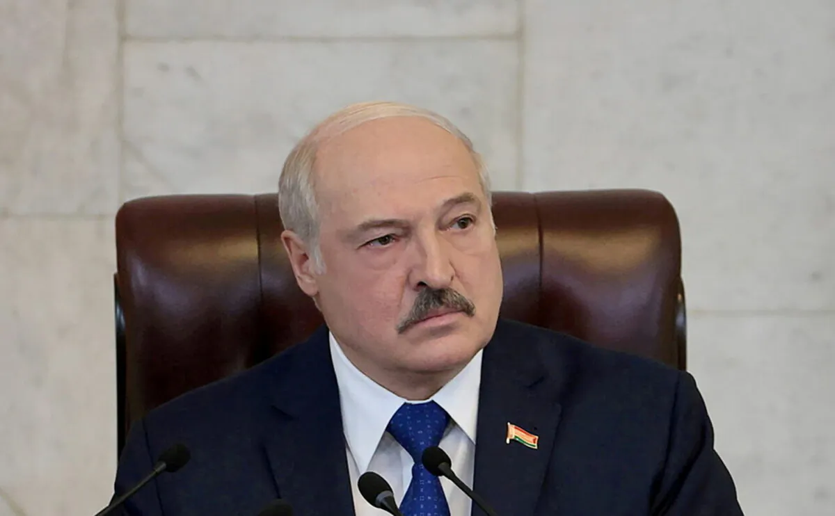 Belarusian President Alexander Lukashenko delivers a speech in Minsk, Belarus, on May 26, 2021. (Press Service of the President of the Republic of Belarus/Handout via Reuters)