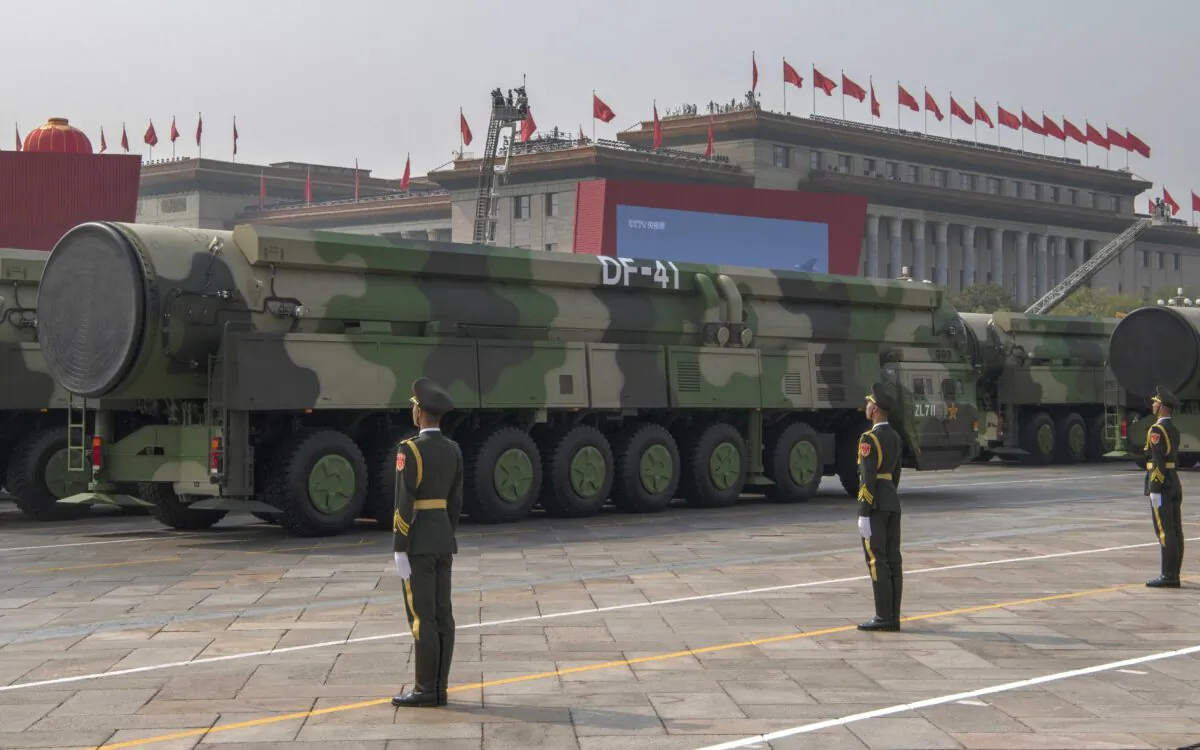 The Chinese military's new DF-41 intercontinental ballistic missiles, that can reportedly reach the United States, are seen at a parade to celebrate the 70th Anniversary of the founding of the People's Republic of China in 1949, at Tiananmen Square in Beijing, China, on Oct. 1, 2019. (Kevin Frayer/Getty Images)