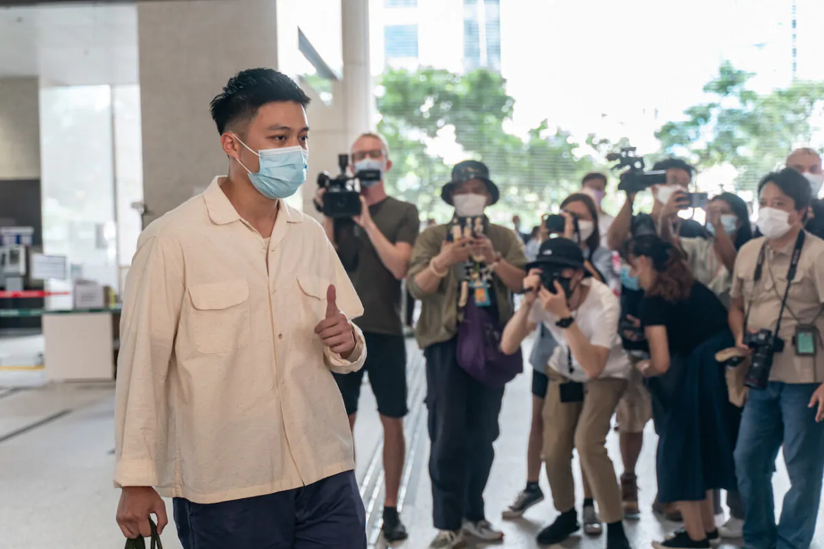 A pro-democracy district councilor Lee Yue-shun arrives for a hearing at the West Kowloon Magistrates' Courts in Hong Kong, China, on July 8, 2021.(Anthony Kwan/Getty Images)