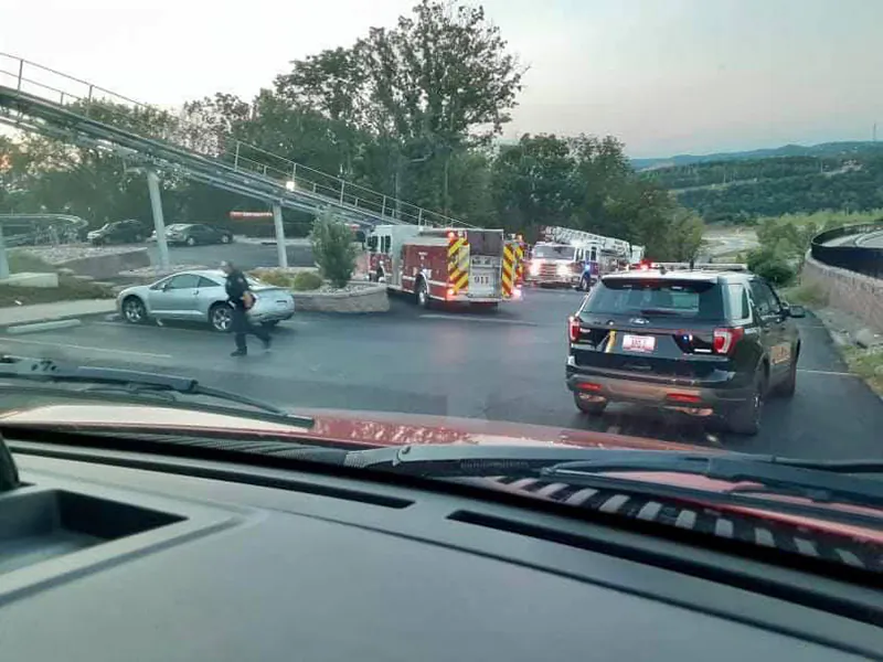 First responders assist an injured coaster rider at the Branson Coaster on West 76 Country Boulevard in Branson, Mo., on June 20, 2021. (Branson Professional Firefighters Local 152/TNS)
