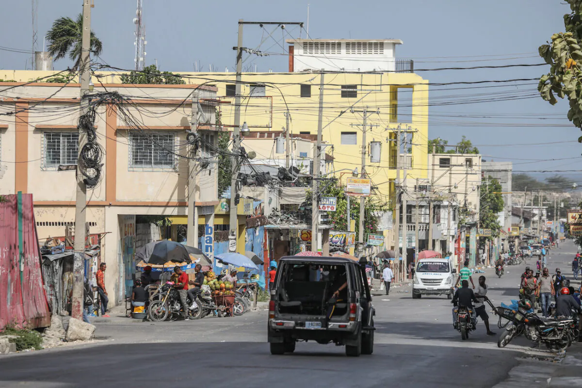 Police patrol the streets in Port-au-Prince on July 8, 2021. (Valerie Baeriswyl/AFP via Getty Images)