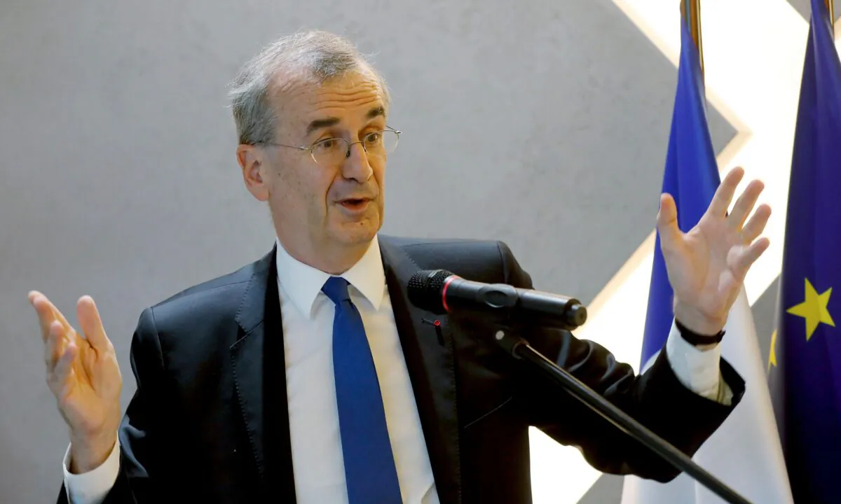 The Governor of the Bank of France, Francois Villeroy de Galhau delivers a speech at the French Prudential Supervision and Resolution Authority (ACPR) in Paris on Sept. 18, 2018. (Francois Guillot/AFP via Getty Images)