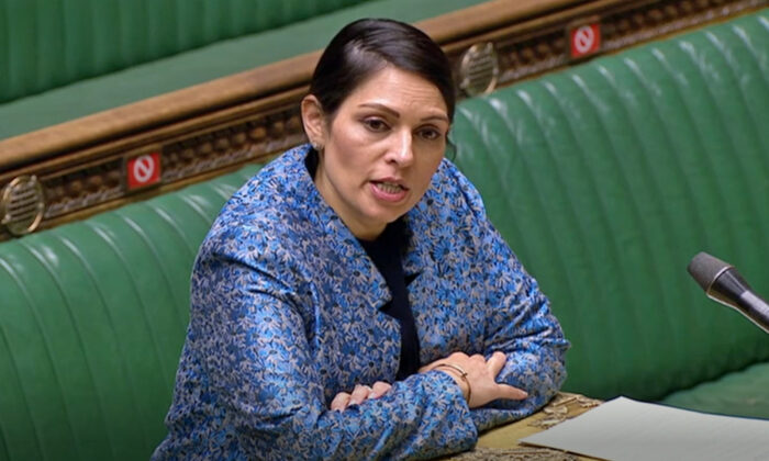 Home Secretary Priti Patel speaking in the House of Commons, London, on March 15, 2021. (House of Commons/PA)