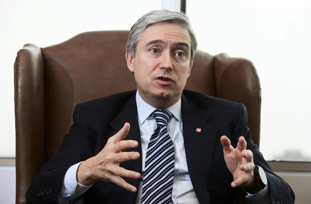 Minister of Foreign Affairs Francois-Philippe Champagne takes part in a year-end interview with The Canadian Press at Global Affairs Canada in Ottawa on Dec. 16, 2020. (The Canadian Press/Sean Kilpatrick)