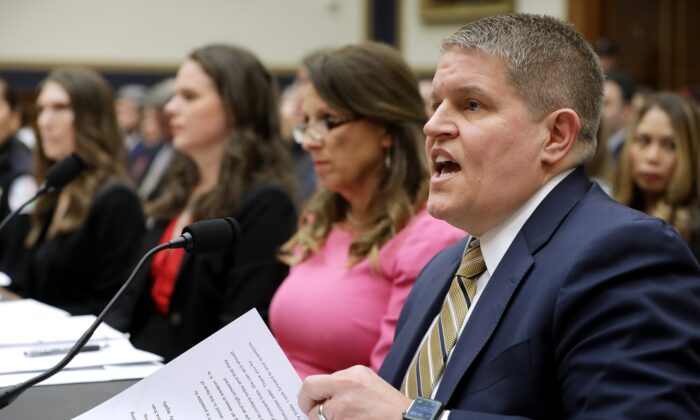 Former Bureau of Alcohol, Tobacco, Firearms and Explosives (ATF) agent and Giffords Law Center senior policy advisor David Chipman (R) testifies before U.S. House Judiciary Committee during a hearing on assault weapons in the Rayburn House Office Building on Capitol Hill in Washington on Sept. 25, 2019. Chipman is President Joe Biden’s nominee to head the ATF. (Chip Somodevilla/Getty Images)