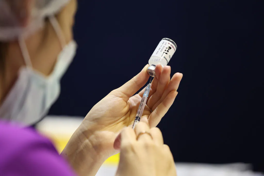 Clinical staff draw up AstraZeneca COVID-19 vaccines at the Claremont Showgrounds Covid-19 Vaccination Clinic in Perth, Australia on May 3, 2021. (Paul Kane/Getty Images)