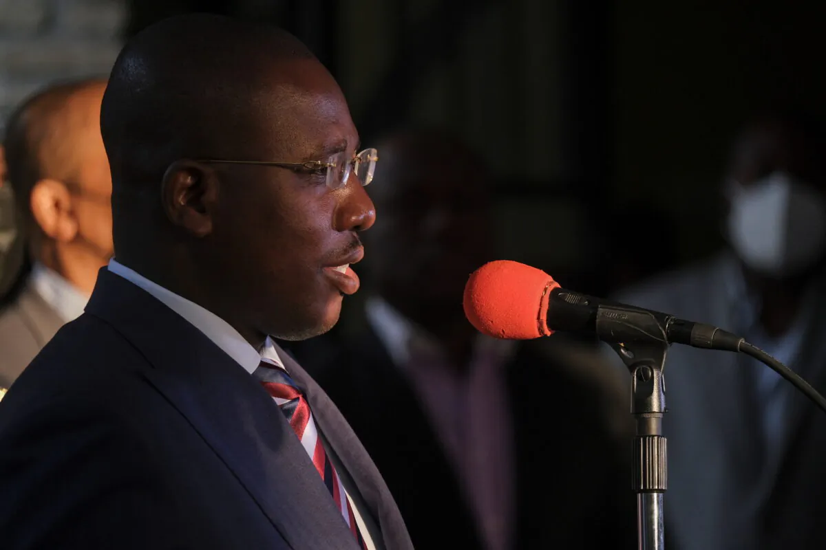 Haiti's interim Prime Minister Claude Joseph speaks during a news conference following the assassination of President Jovenel Moise, in Port-au-Prince, Haiti, on July 11, 2021. (Ricardo Arduengo/Reuters)