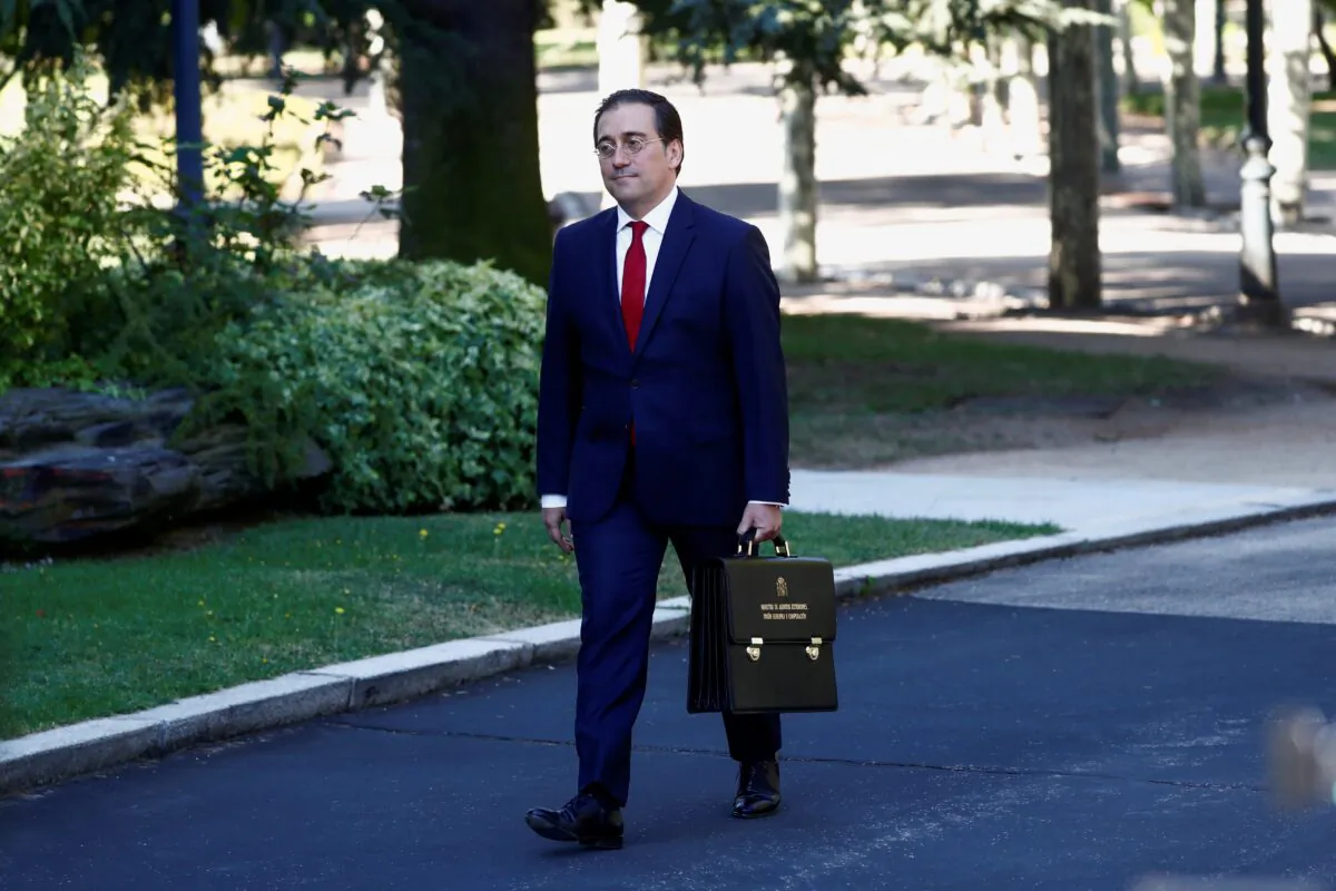 Spain's new Foreign Minister, Jose Manuel Albares, walks outside Moncloa Palace in Madrid, Spain, on July 13, 2021. (Javier Barbancho/Reuters)