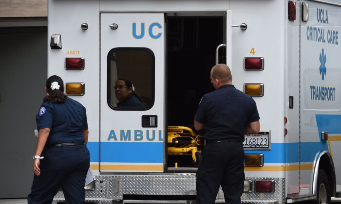 Ambulance staff at the Ronald Reagan UCLA Medical Center in Los Angeles on Oct. 17, 2014. (Mark Ralston/AFP via Getty Images)