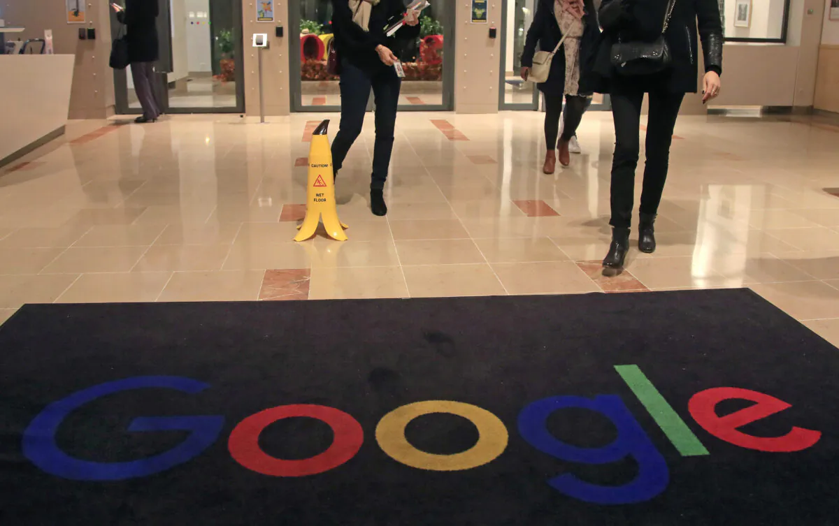 Google employees walk out of Google France building in Paris on Nov. 18, 2019. (Michel Euler/File/AP Photo)