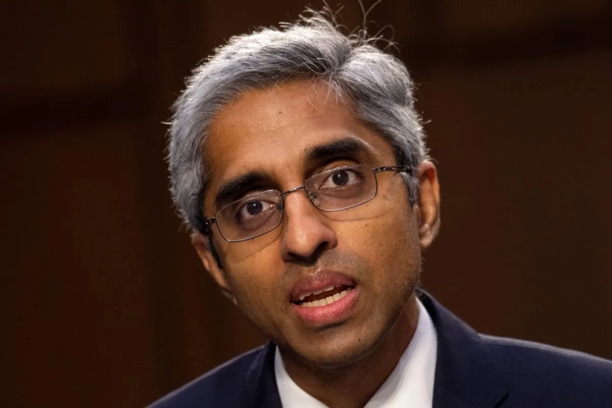 Vivek Murthy testifies before being confirmed as Surgeon General before senators on Capitol Hill in Washington on Feb. 25, 2021. (Caroline Brehman/Pool/AFP via Getty Images)
