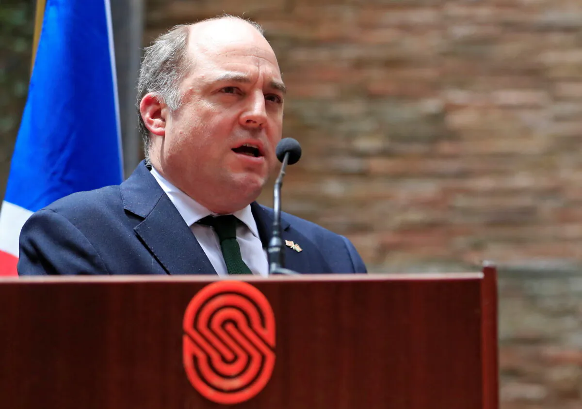 British Defense Minister Ben Wallace addresses a news conference in Nairobi, Kenya, on Jan. 25, 2021. (Thomas Mukoya/Reuters)