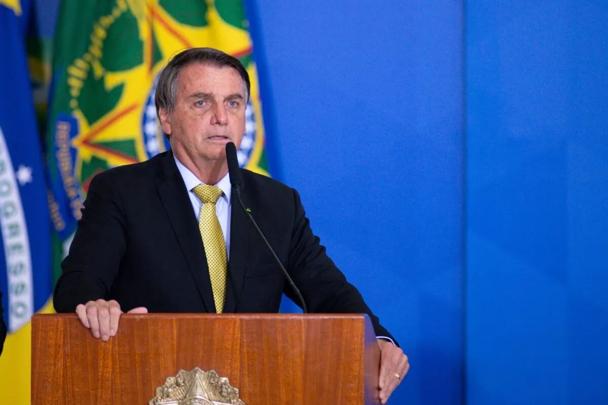 President of Brazil Jair Bolsonaro speaks during an event at Planalto Government Palace in Brasilia, Brazil, on June 29, 2021. (Andressa Anholete/Getty Images)