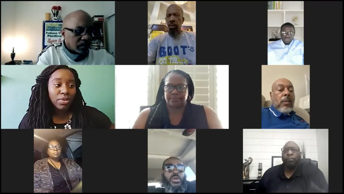 African American community leaders hold a Zoom press conference on July 8 to voice opposition to the legalization of hallucinogenic drugs in California. (Courtesy of Kelli Reid of McNally Temple Associates)
