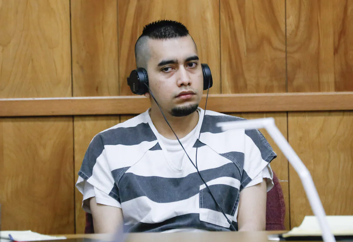 Cristhian Bahena Rivera appears during a hearing at the Poweshiek County Courthouse in Montezuma, Iowa, on Thursday, July 15, 2021. (Jim Slosiarek/The Gazette, Pool)