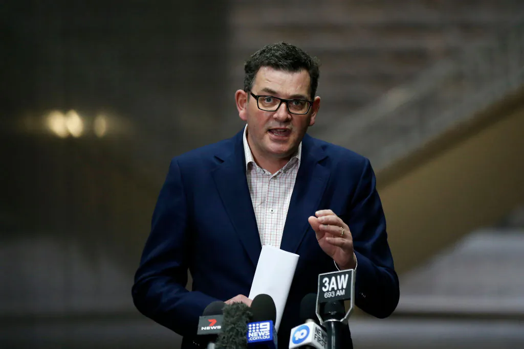 Victorian Premier Daniel Andrews announces a snap five day lockdown for the state during a press conference in Melbourne, Australia on July 15, 2021 . (Darrian Traynor/Getty Images)