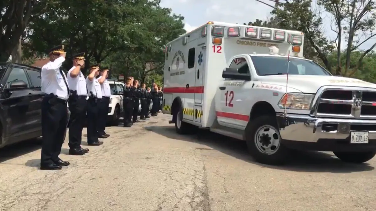 Chicago police officers pay tribute to fellow officer Christian Furczon on July 14, 2021. (Screenshot of Chicago Police Department video)
