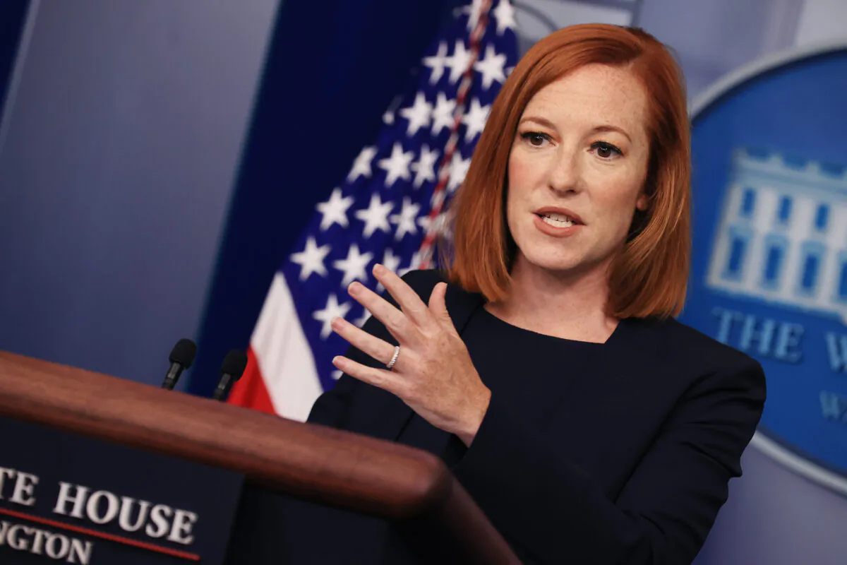 White House press decretary Jen Psaki holds a press conference in Washington on July 12, 2021. (Chip Somodevilla/Getty Images)