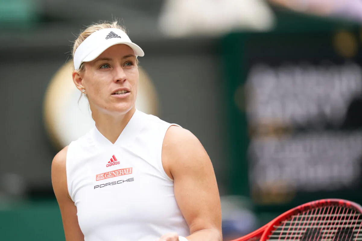 Angelique Kerber (GER) seen on court playing Ashleigh Barty (AUS) in the women's singles quarter final match at All England Lawn Tennis and Croquet Club on Jul 8, 2021. (Peter van den Berg-USA TODAY Sports/File Photo)