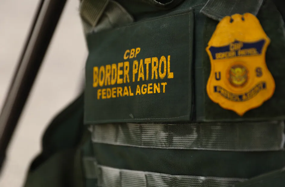 A Border Patrol agent's vest in Eagle Pass on July 15, 2021. (Charlotte Cuthbertson/The Epoch Times)